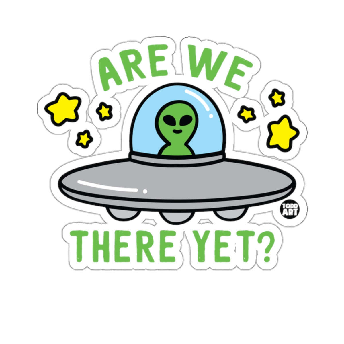 Are We There Yet Alien Spaceship Sticker Product