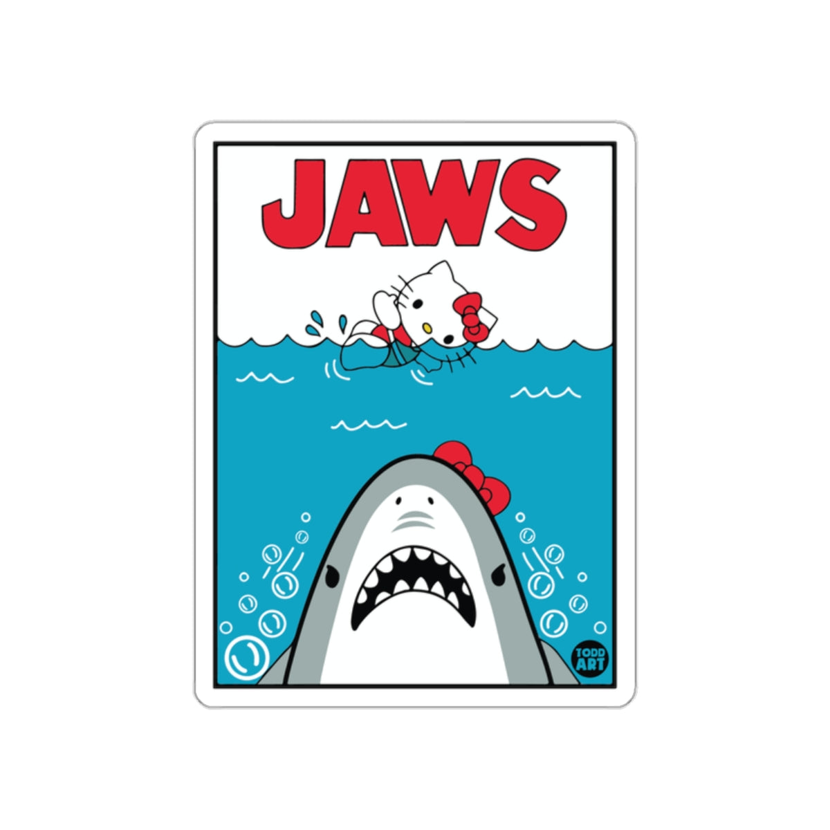 Parody of Jaws Featuring Hello Kitty Todd Art sticker