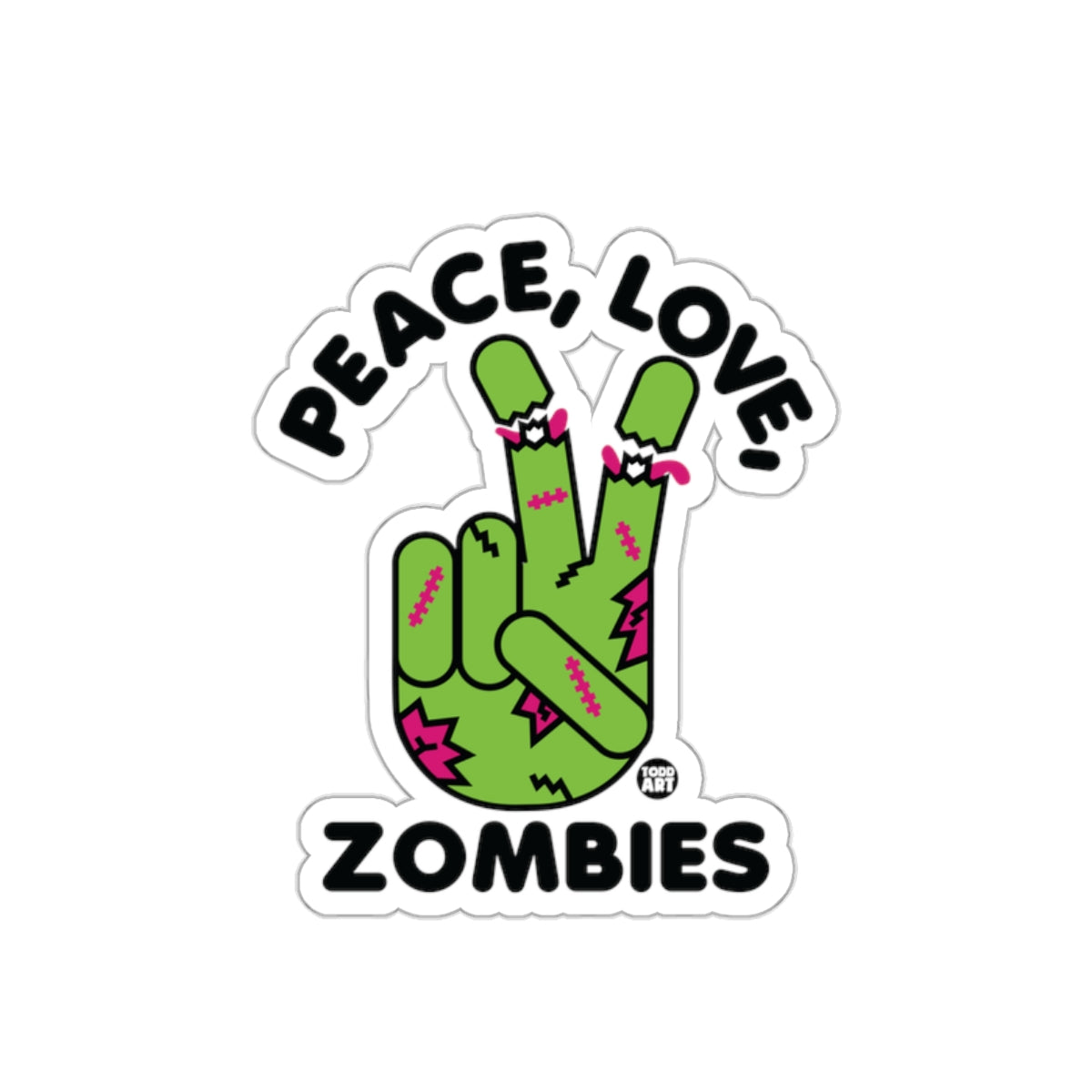 Peace Love Zombies Sticker for Zombie Fans