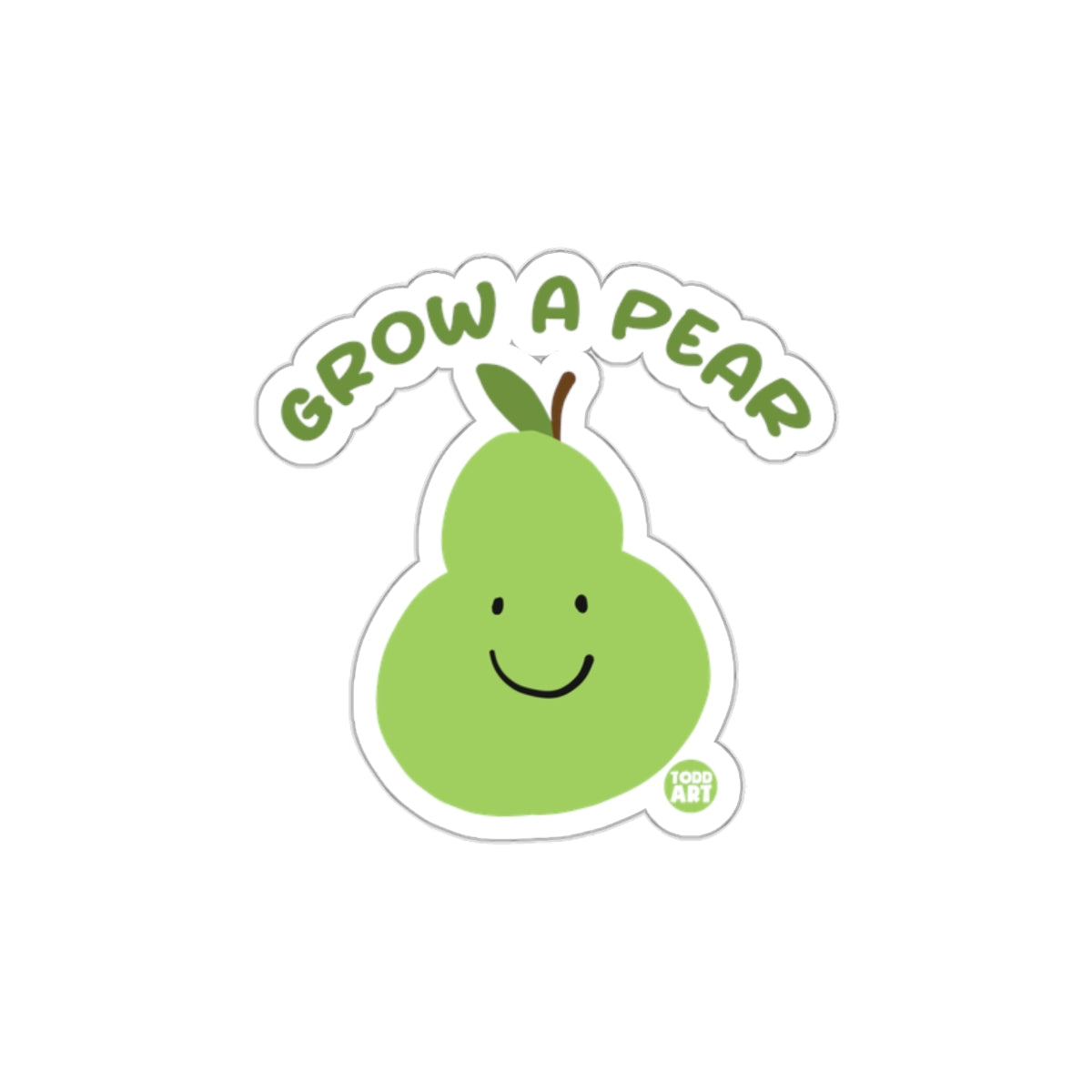 Grow A Pear Sticker with Smiling Fruit Artwork