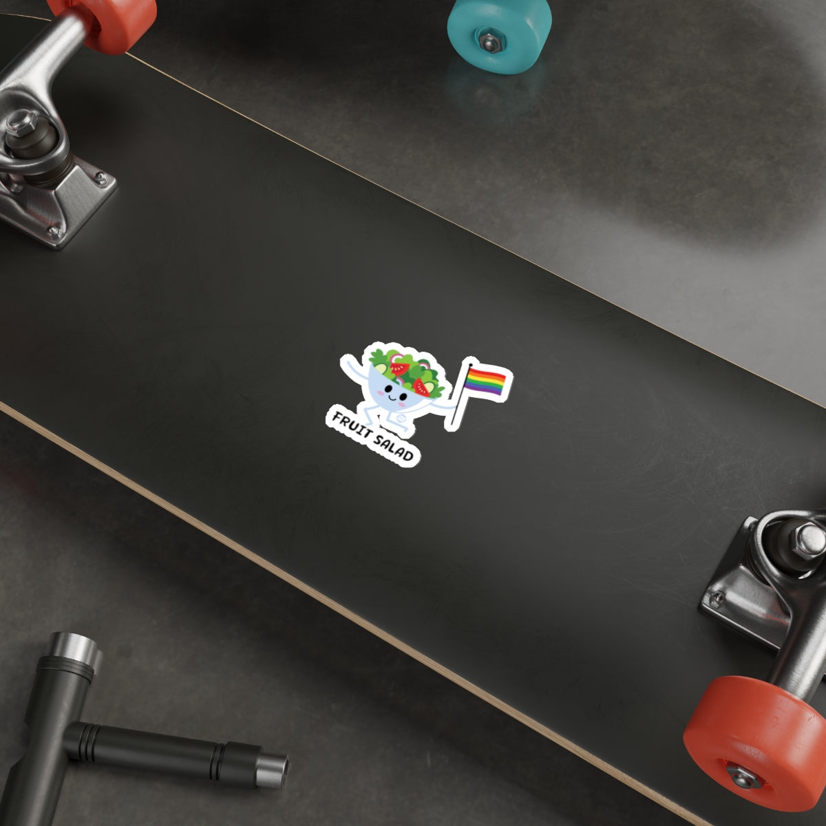 Cute Fruit Salad Sticker with Pride Flag for Skateboard