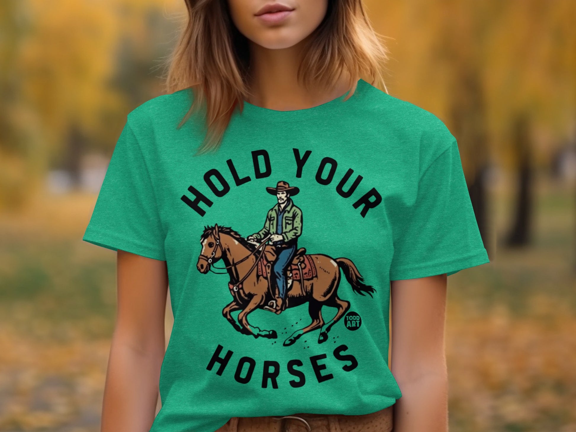 Hold Your Horses Cowboy Riding Horse Graphic Tee