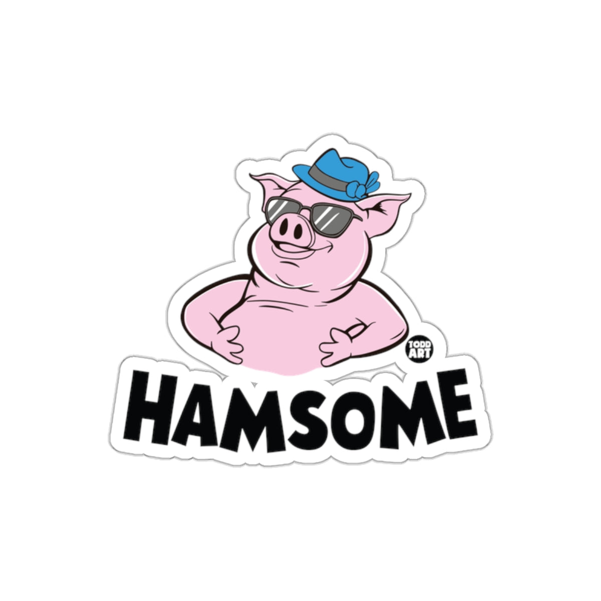 HAMSOME Pig with a Hat and Sunglasses Design Stickers