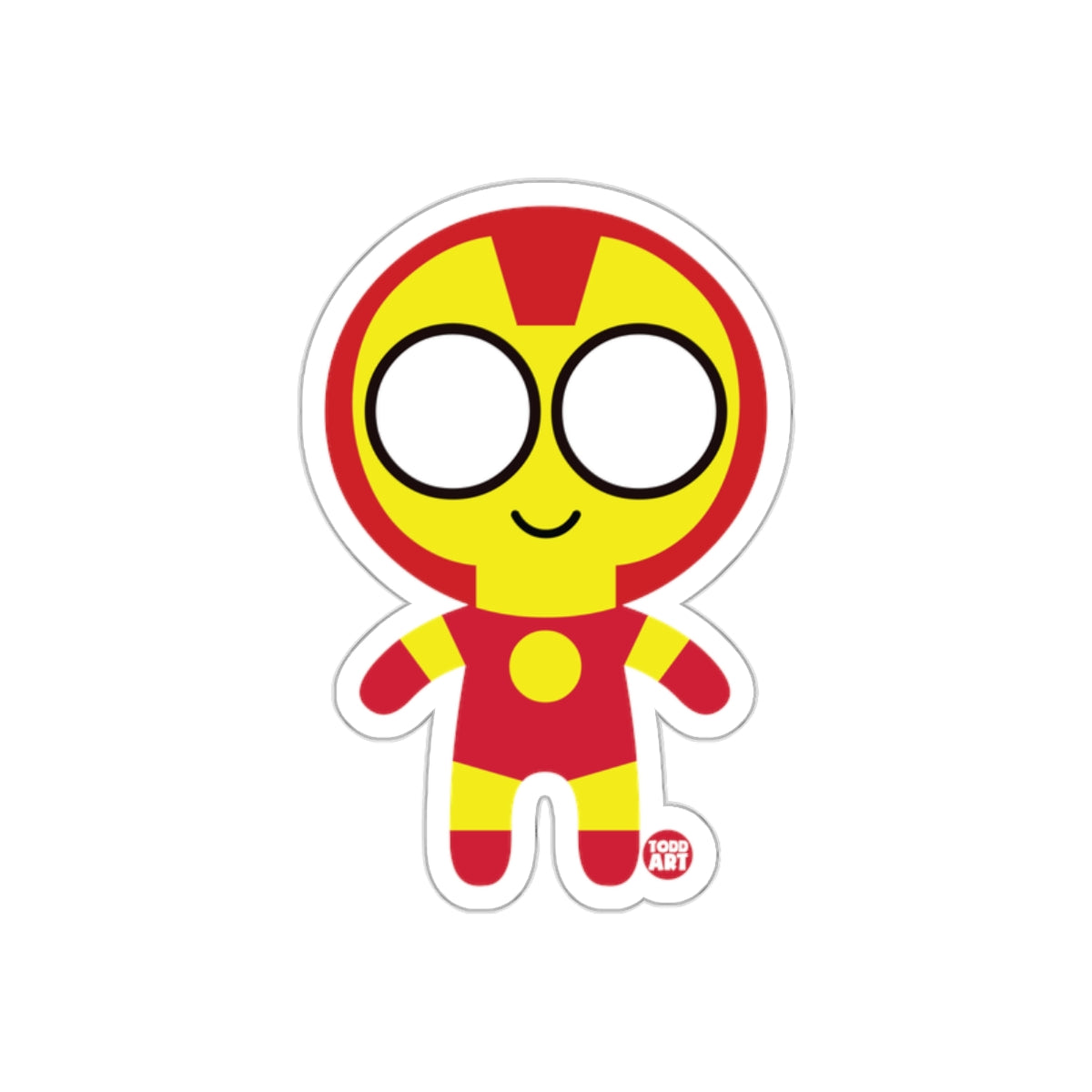 Cute Red and Yellow Superhero Character Sticker