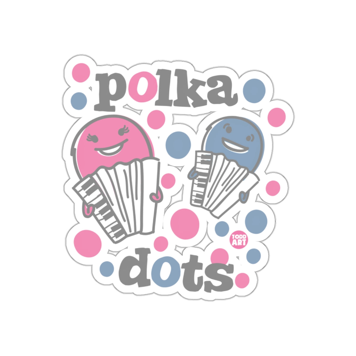 Polka Dots With Musical Animals for Accordion Lovers sticker