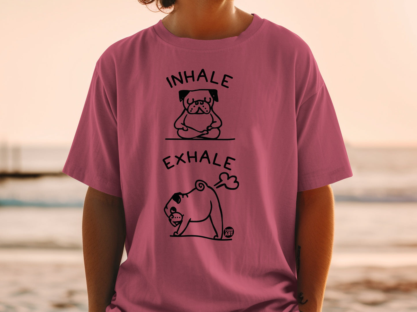 Funny Pug Inhale Exhale Yoga T-Shirt with Cute Design