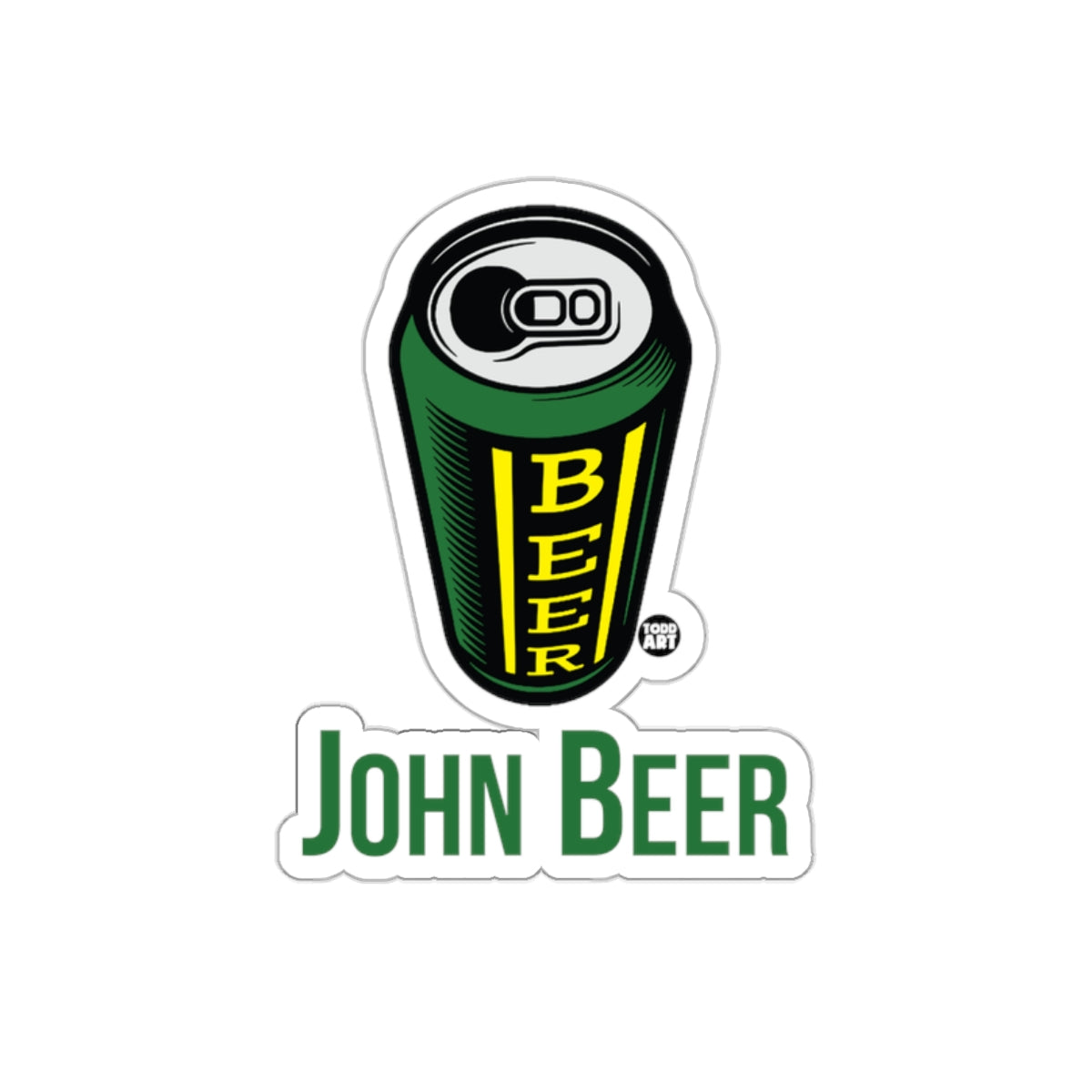 John Beer Can Fun Sticker for Beverage Fans