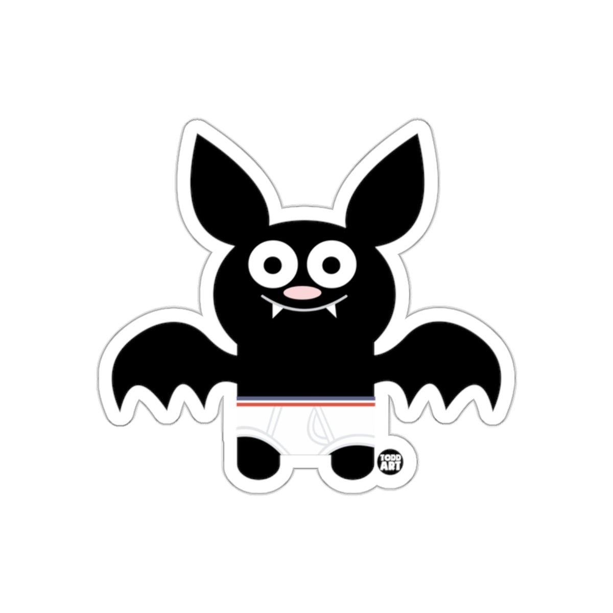 Cute Cartoon Bat with Fangs and Wings Sticker