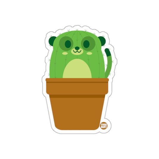 Adorable Panda Cactus Illustration Sticker for Fun Decor