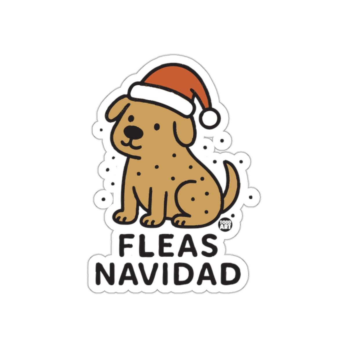 Fleas Navidad Santa Hat Dog Festive Sticker