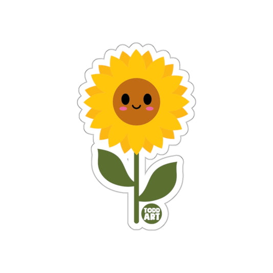Cute Smiling Sunflower Todd Art Sticker for All Ages