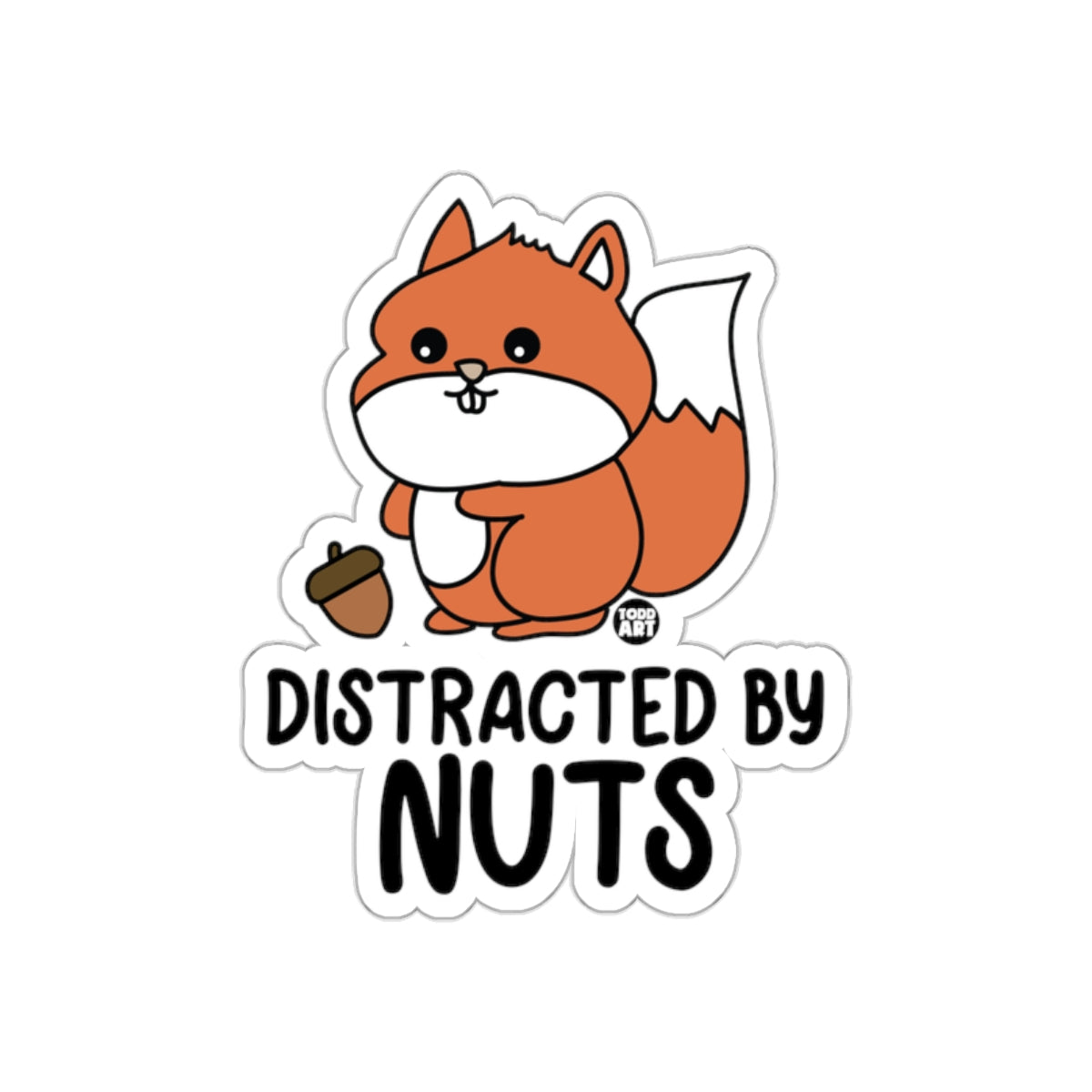 Distracted By Nuts Funny Squirrel Cartoon Illustration sticker