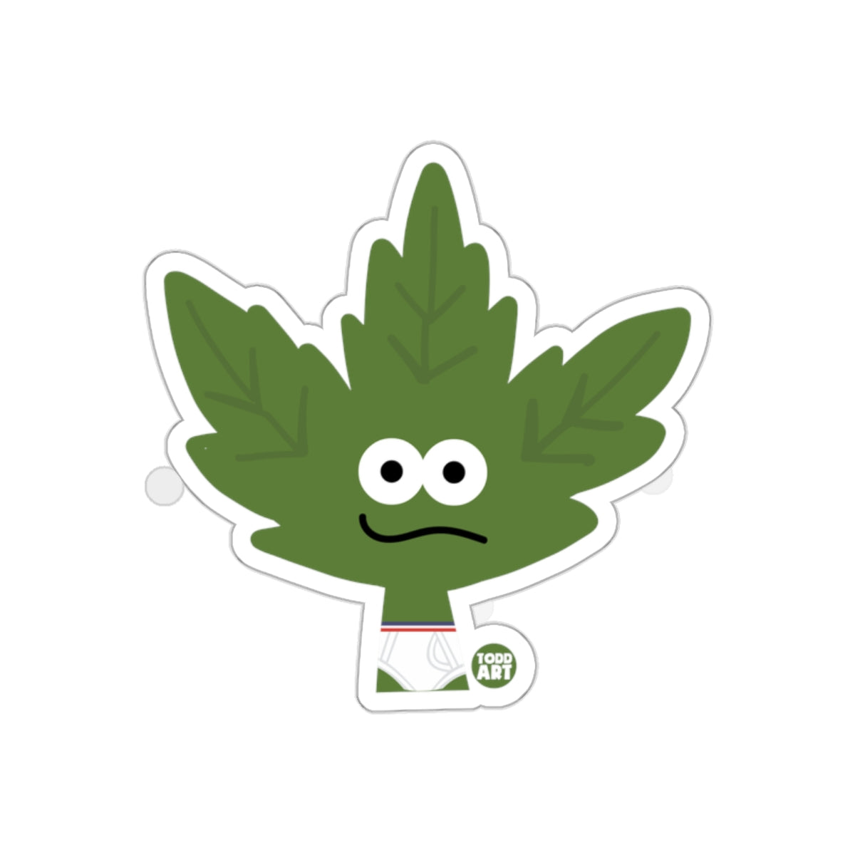 Funny Cartoon Green Leaf Character Todd Art Sticker