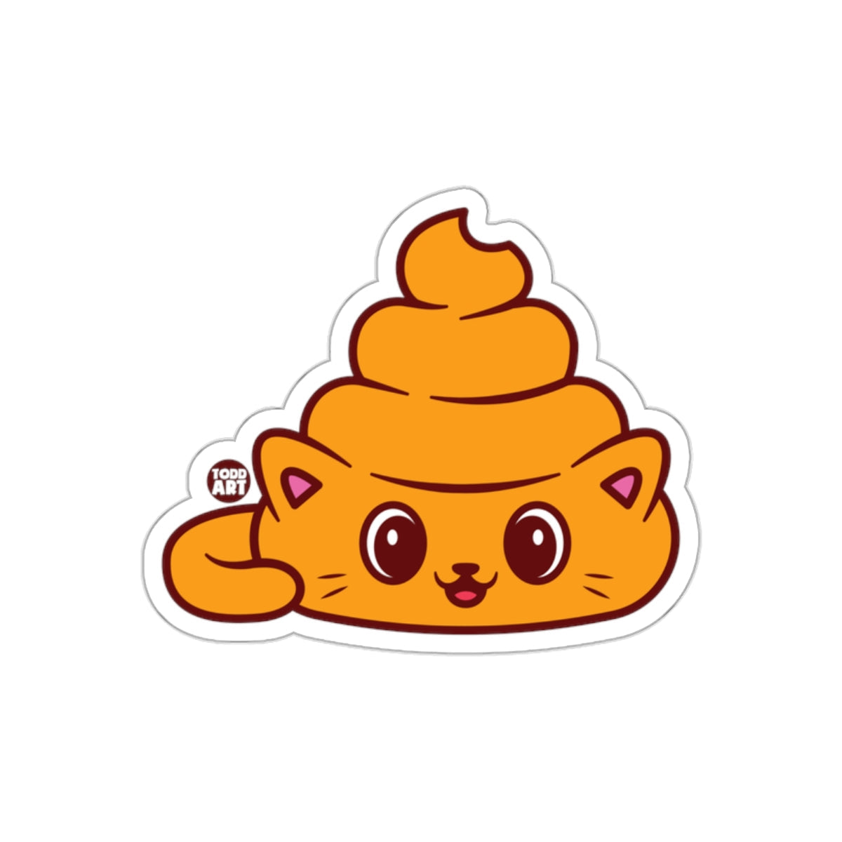 Cute Poop Cat Smiling Funny Face Emoji Style sticker