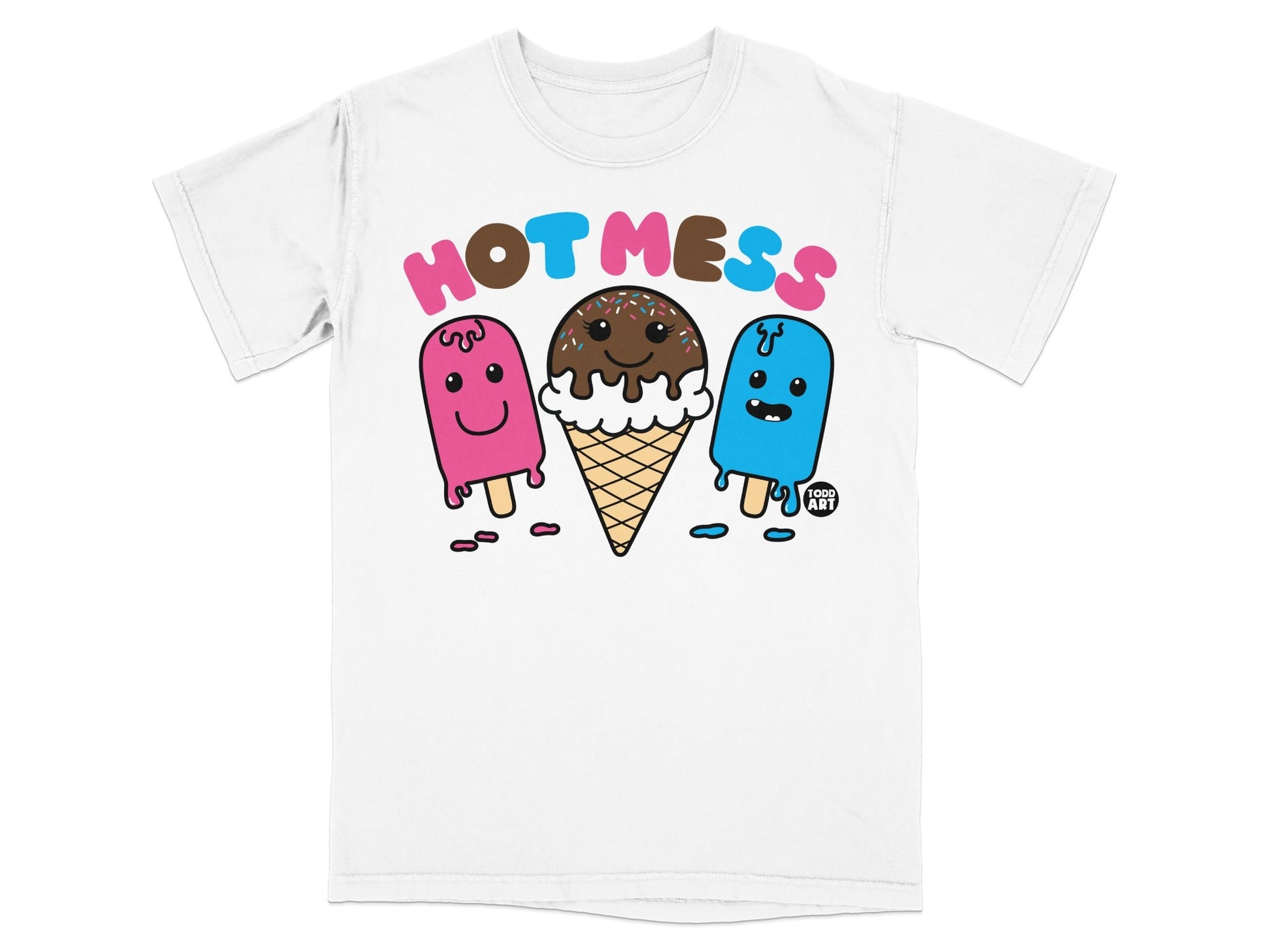 Hot Mess Ice Cream and Popsicle Characters T-Shirt