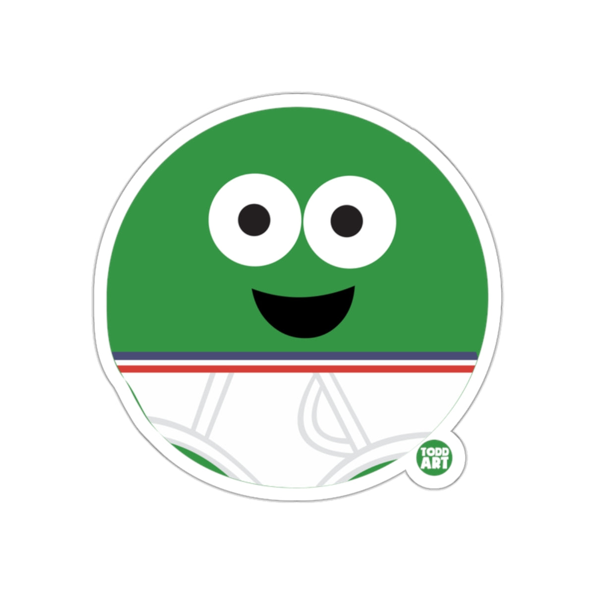 Cute Green Smiley Face Sticker with Striped Pants