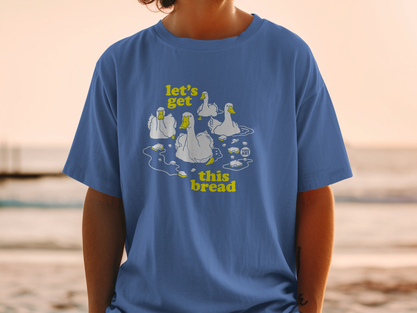 Let's Get This Bread Duck Graphic Blue T-shirt