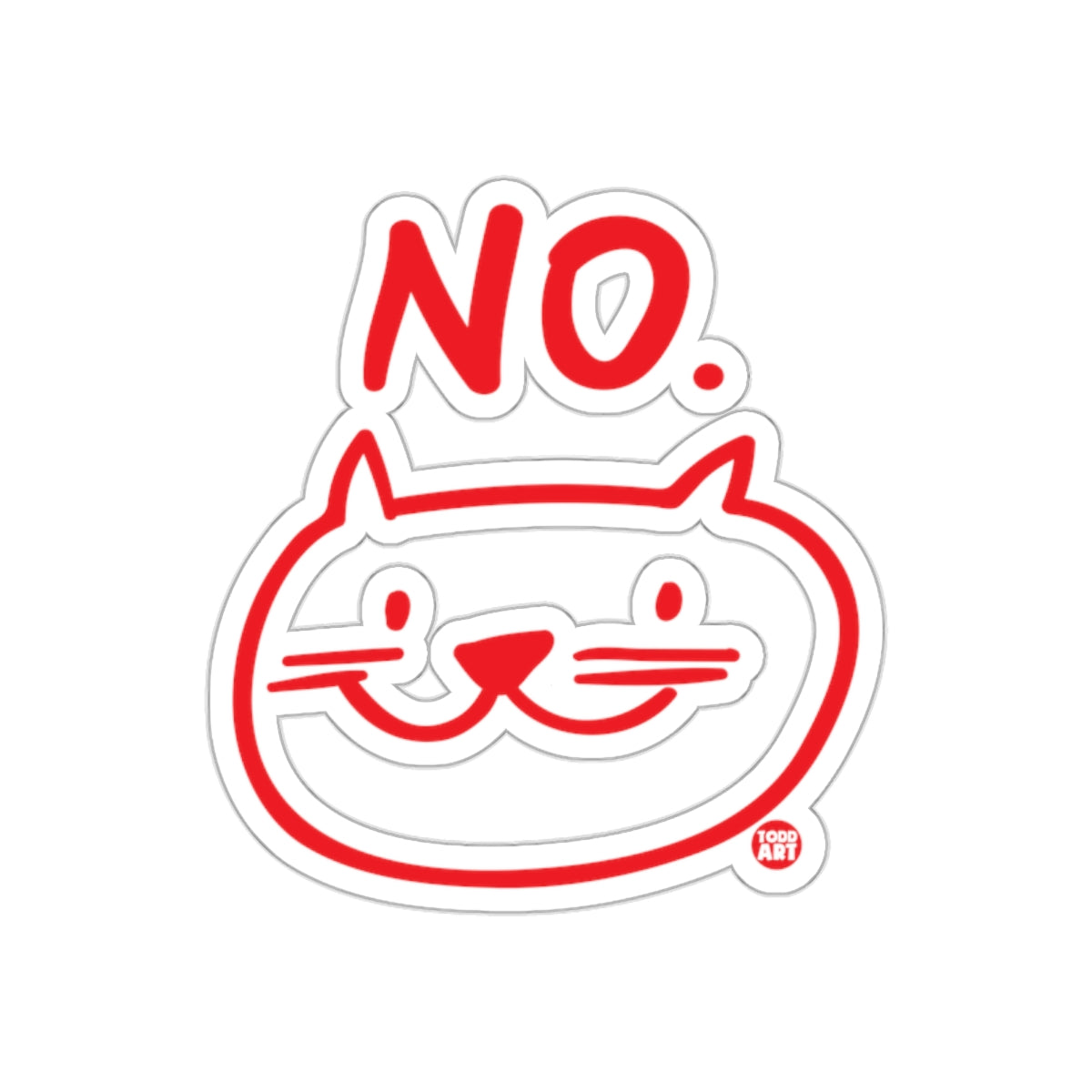 Red and White NO Cat Design Sticker for Fun Decor