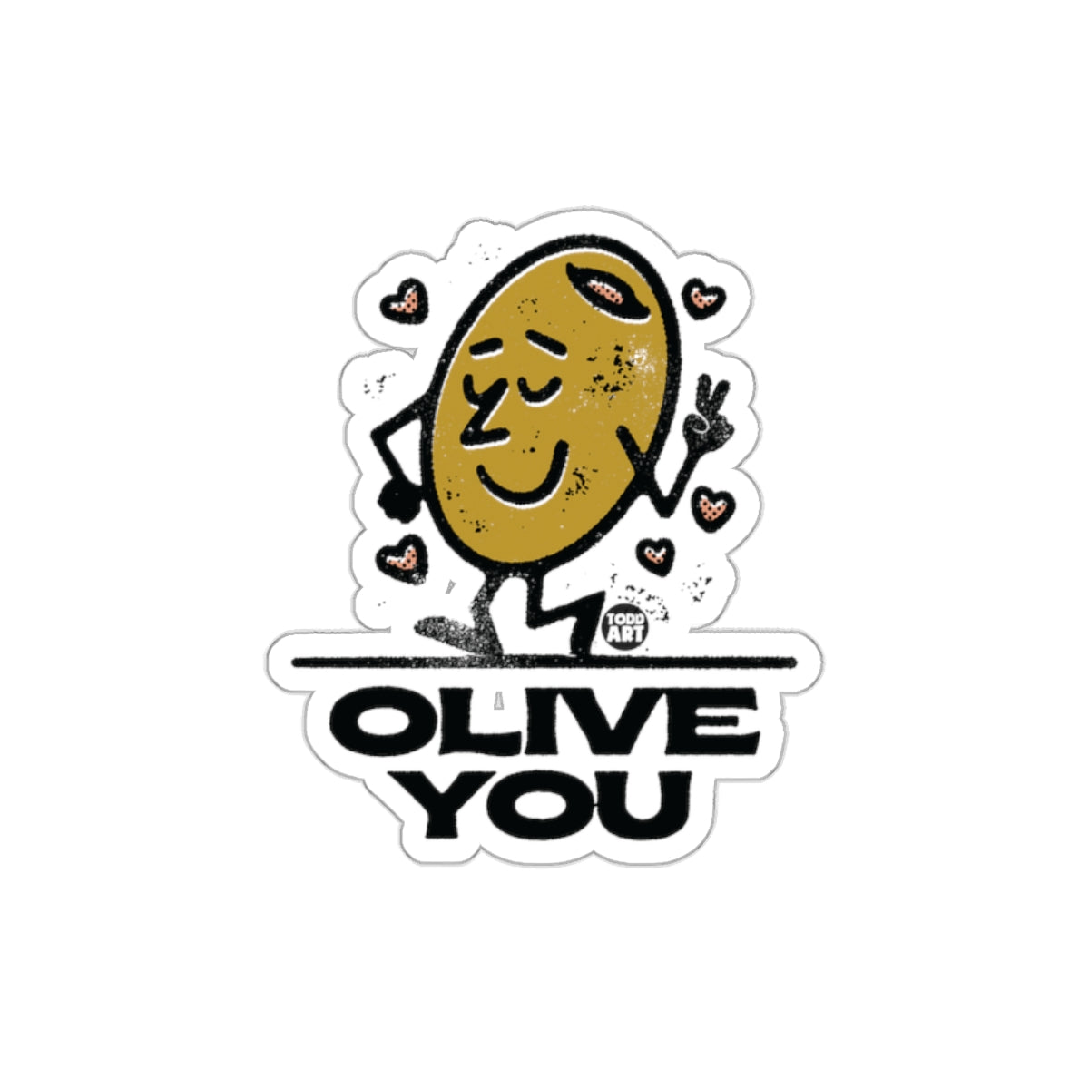 Cute Olive You with Hearts Sticker Fun Gift Idea