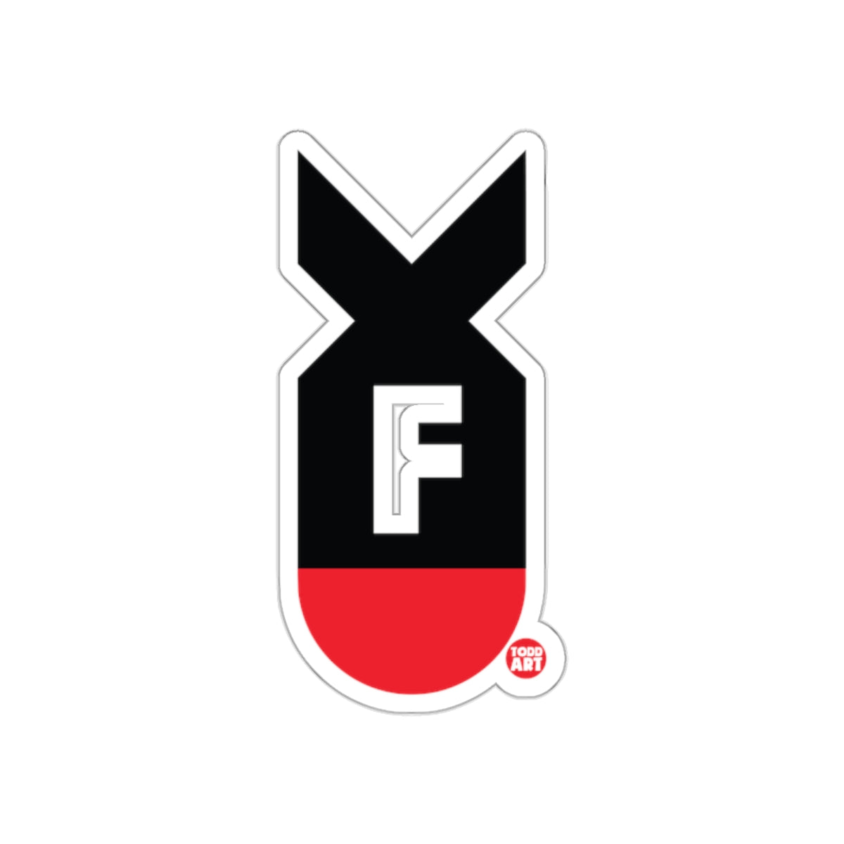F Logo Black and Red Creative Design Sticker