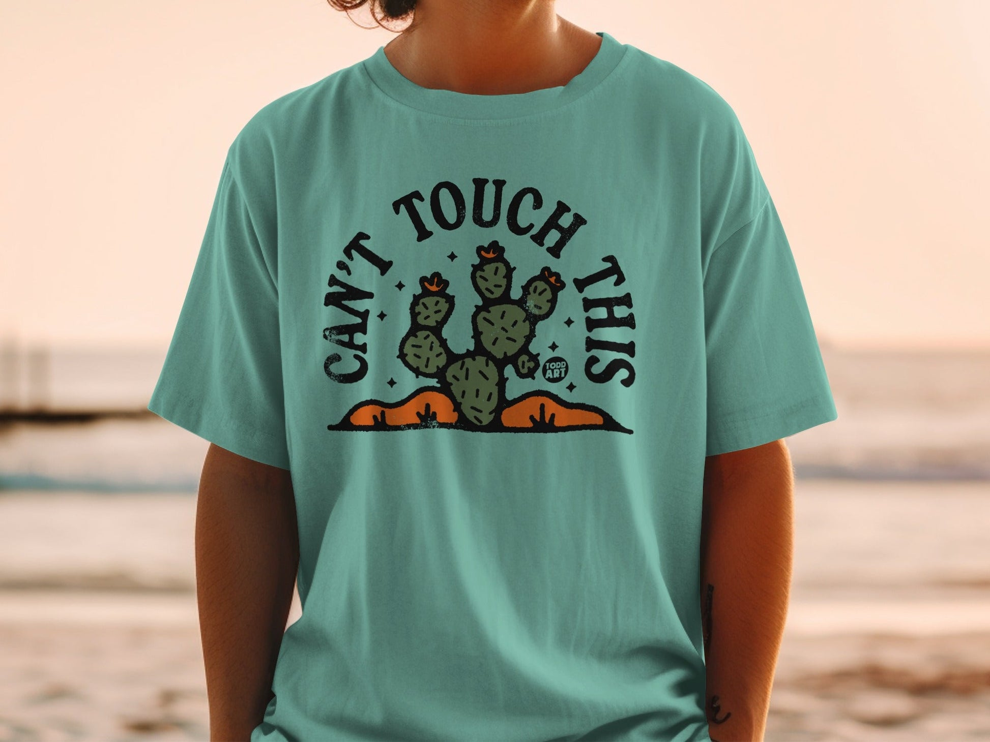 Can't Touch This Cactus Graphic Teal Shirt