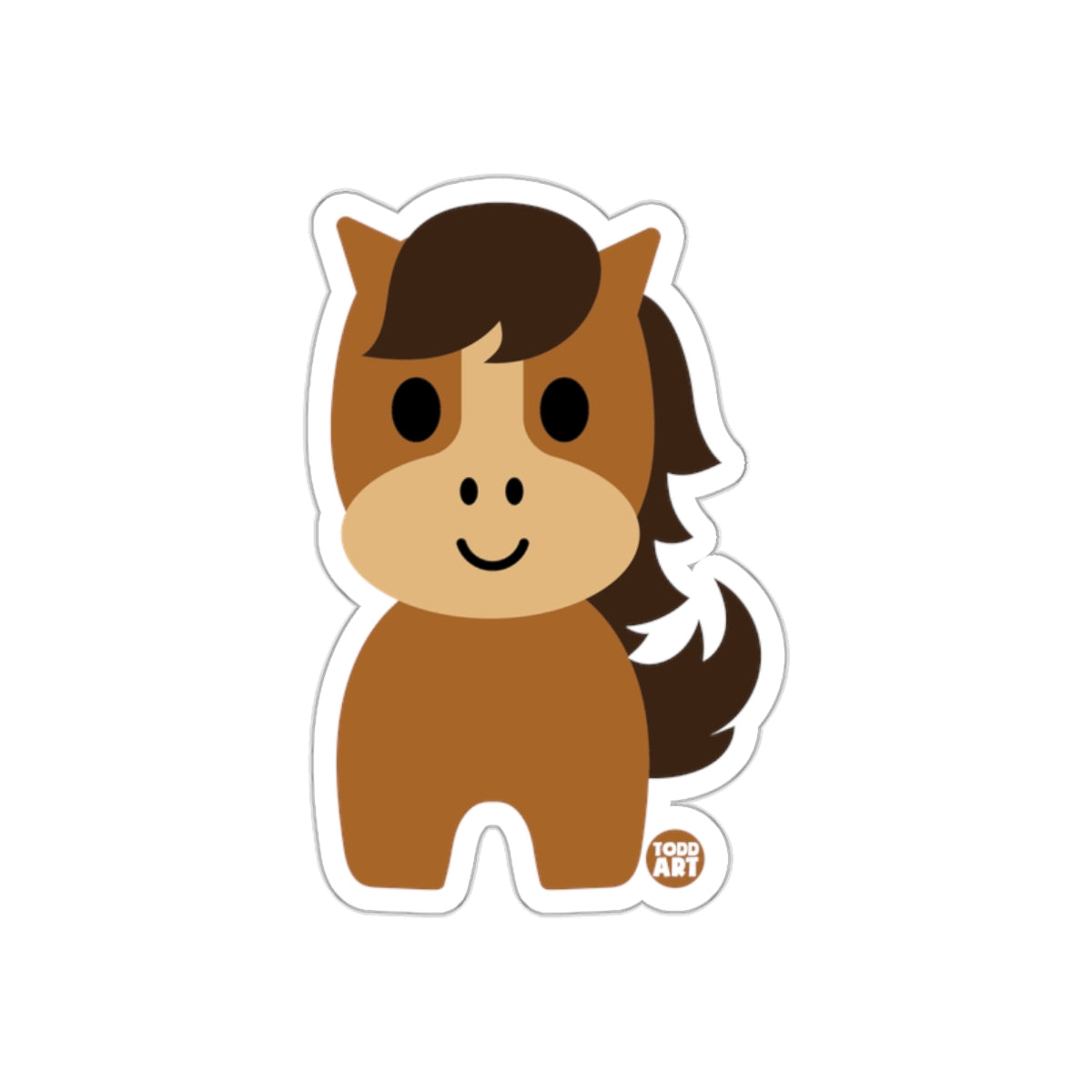 Cute Cartoon Brown Horse Sticker for Kids or Adults