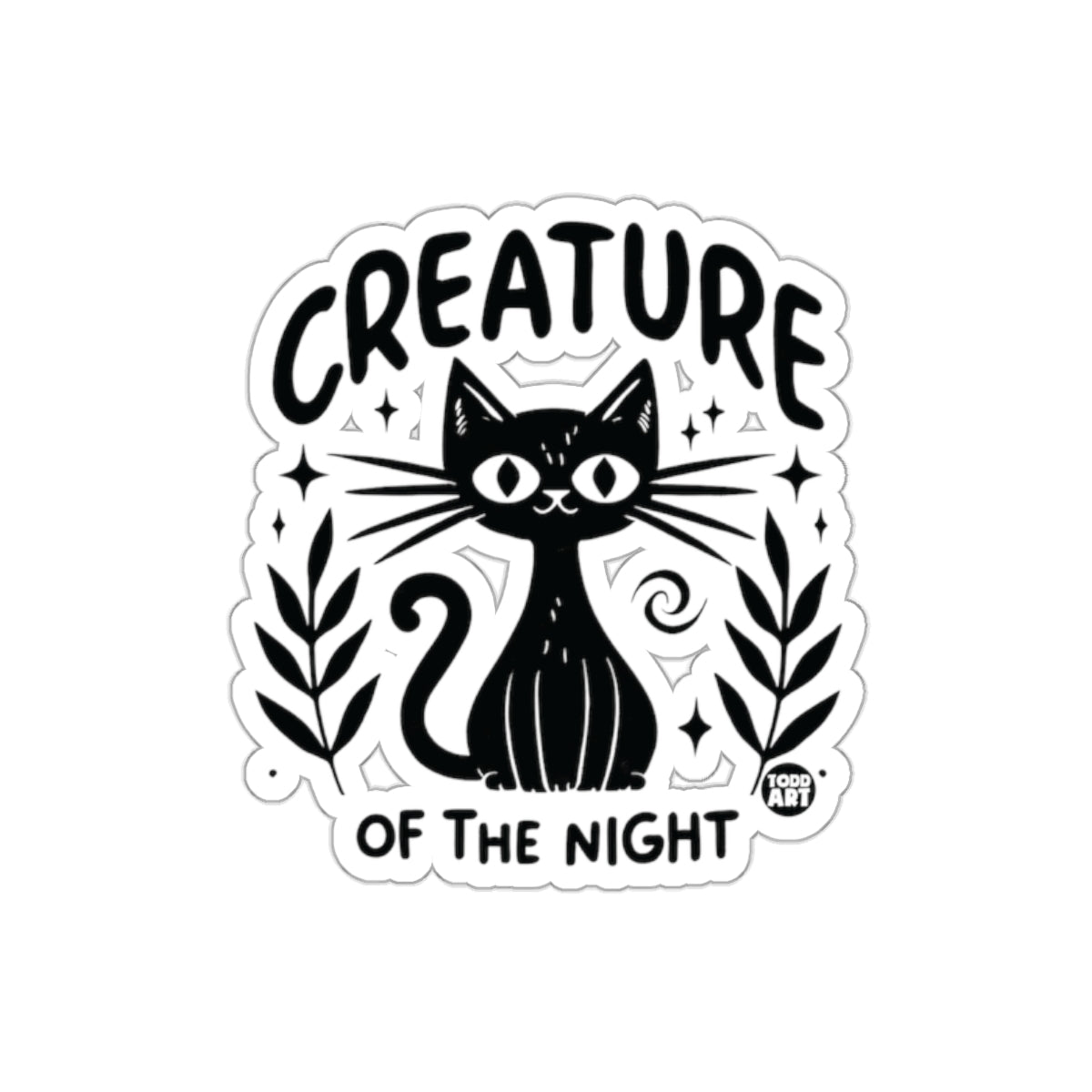 Creature of The Night Black Cat Drawing Todd Art Stickers