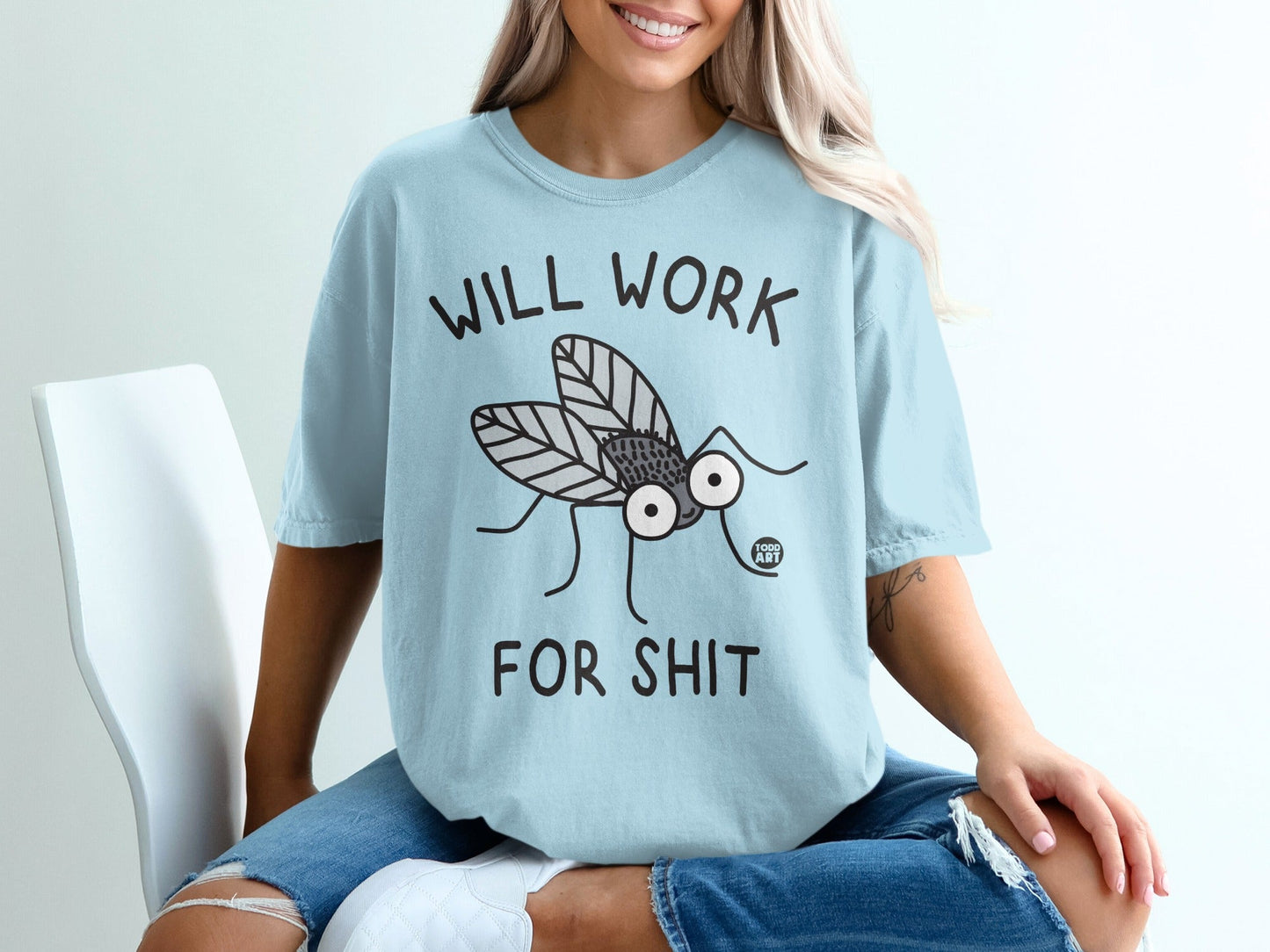 Will Work For Shit Funny Insect Cartoon Shirt