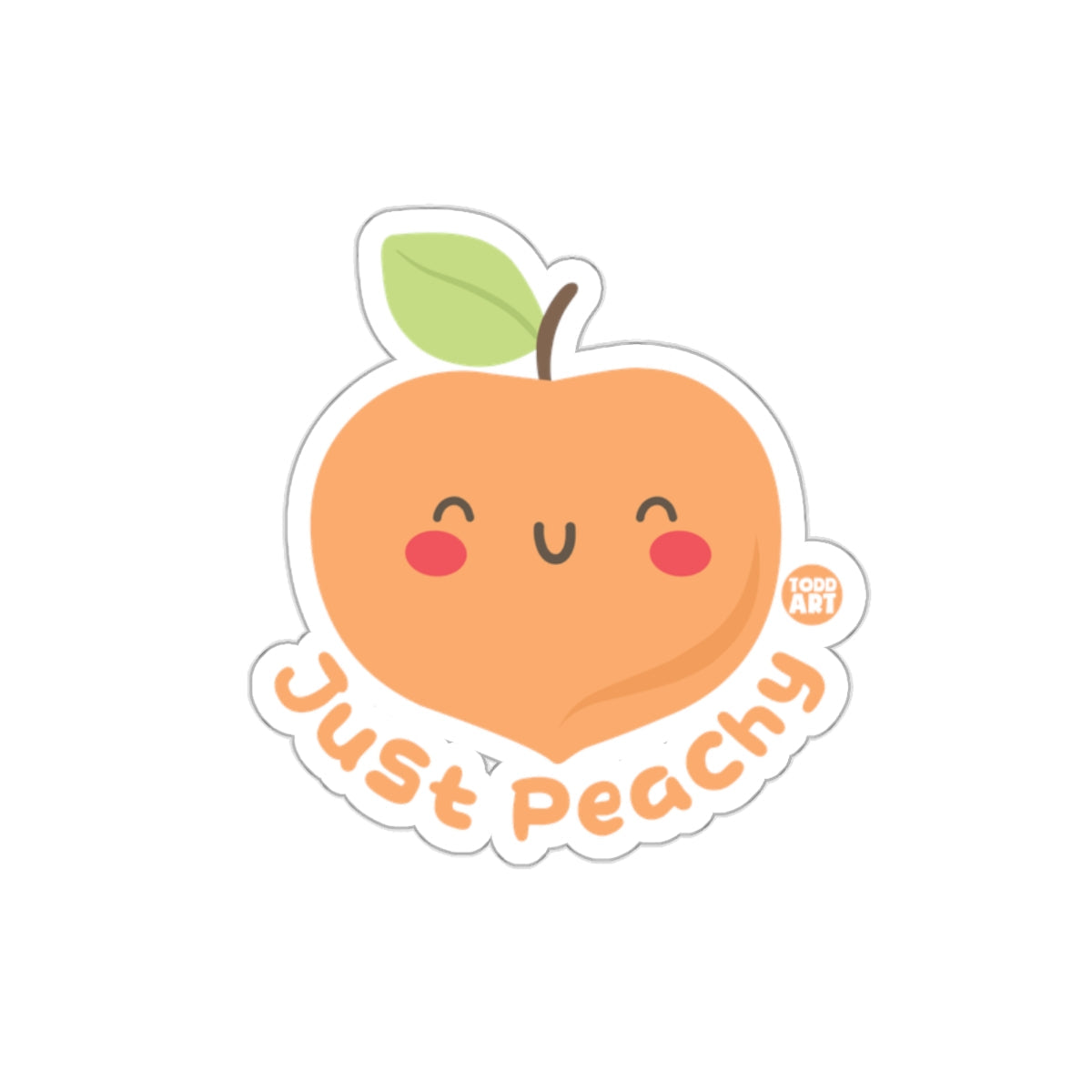 Cute Smiling Peach Just Peachy Fun Sticker Design