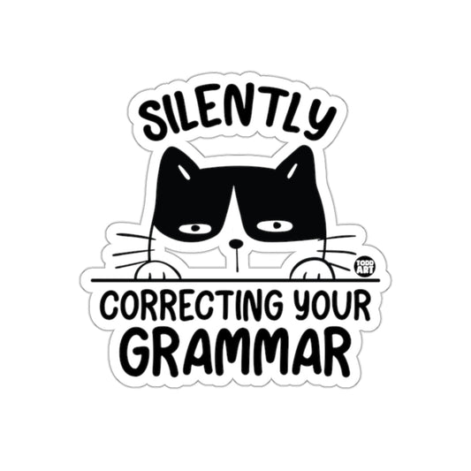 Silently Correcting Your Grammar Funny Cat Sticker