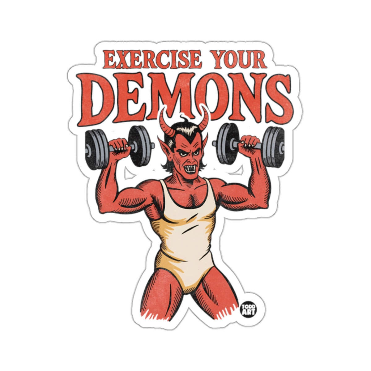 Exercise Your Demons Devil Lifting Dumbbells 