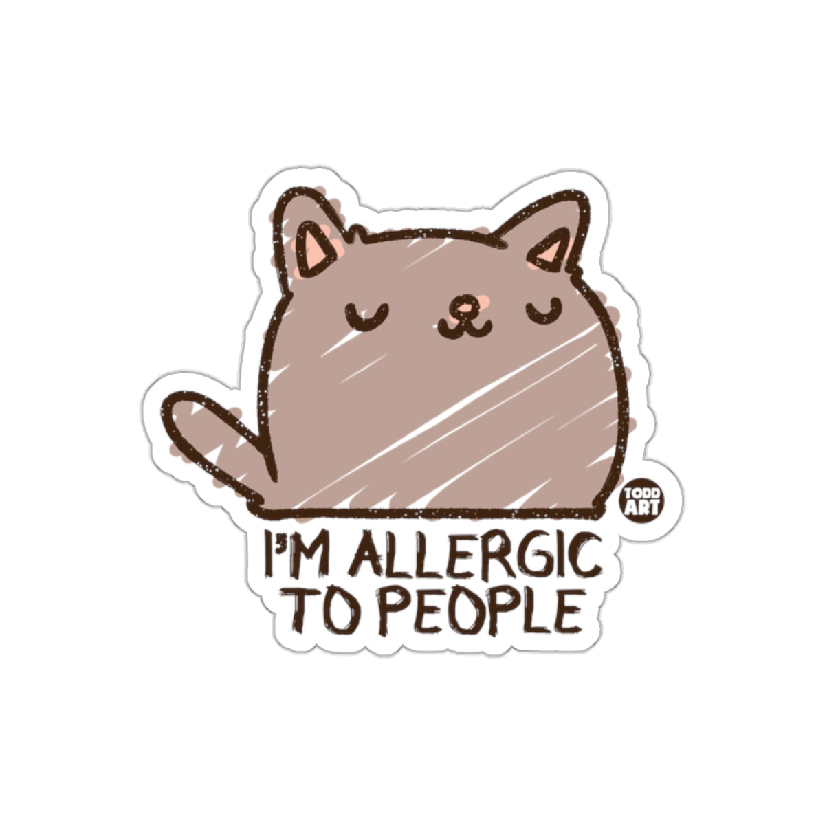 I'm Allergic To People Funny Cat Illustration Stickers