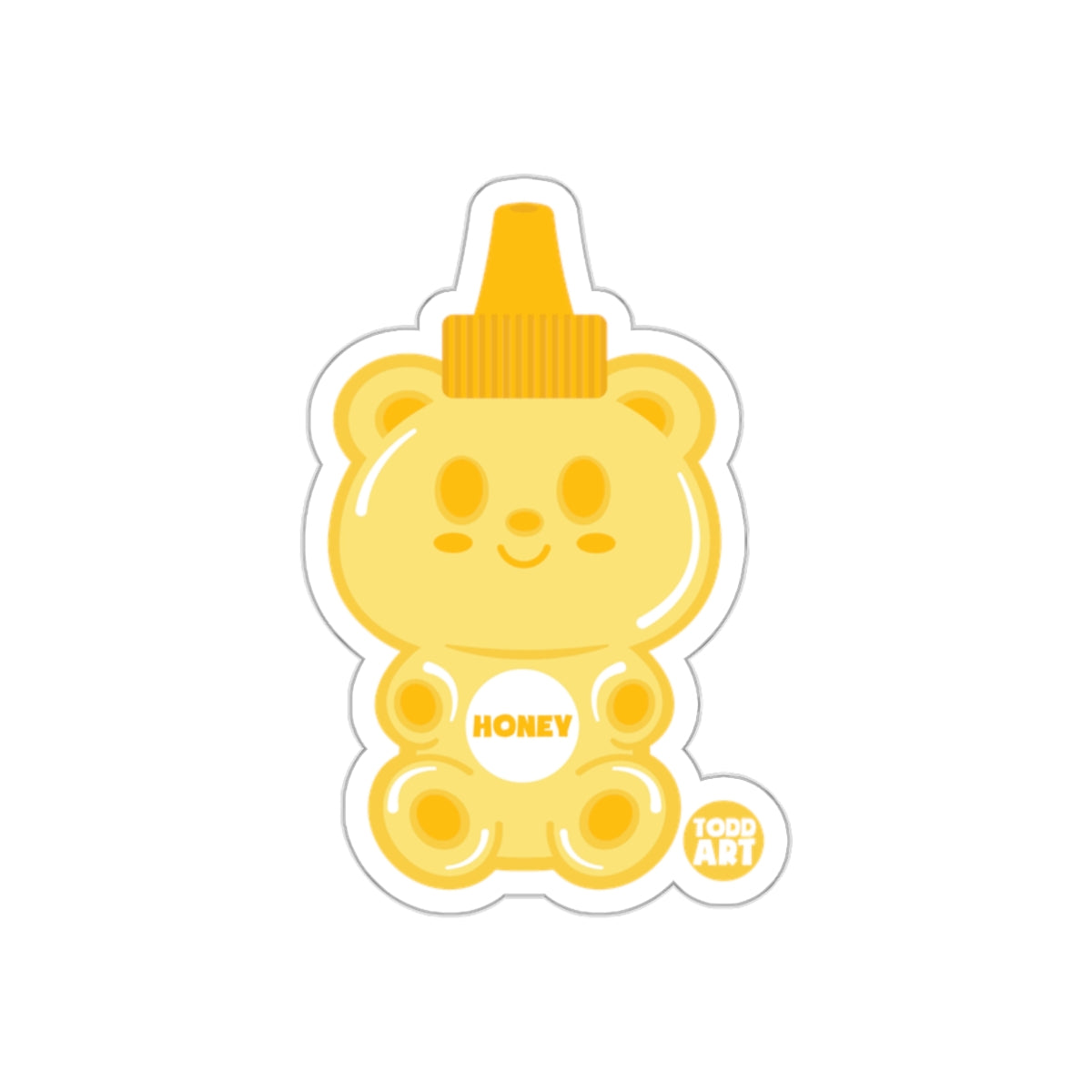 Cute Honey Bear Shaped Sticker with Yellow Cap Todd Art