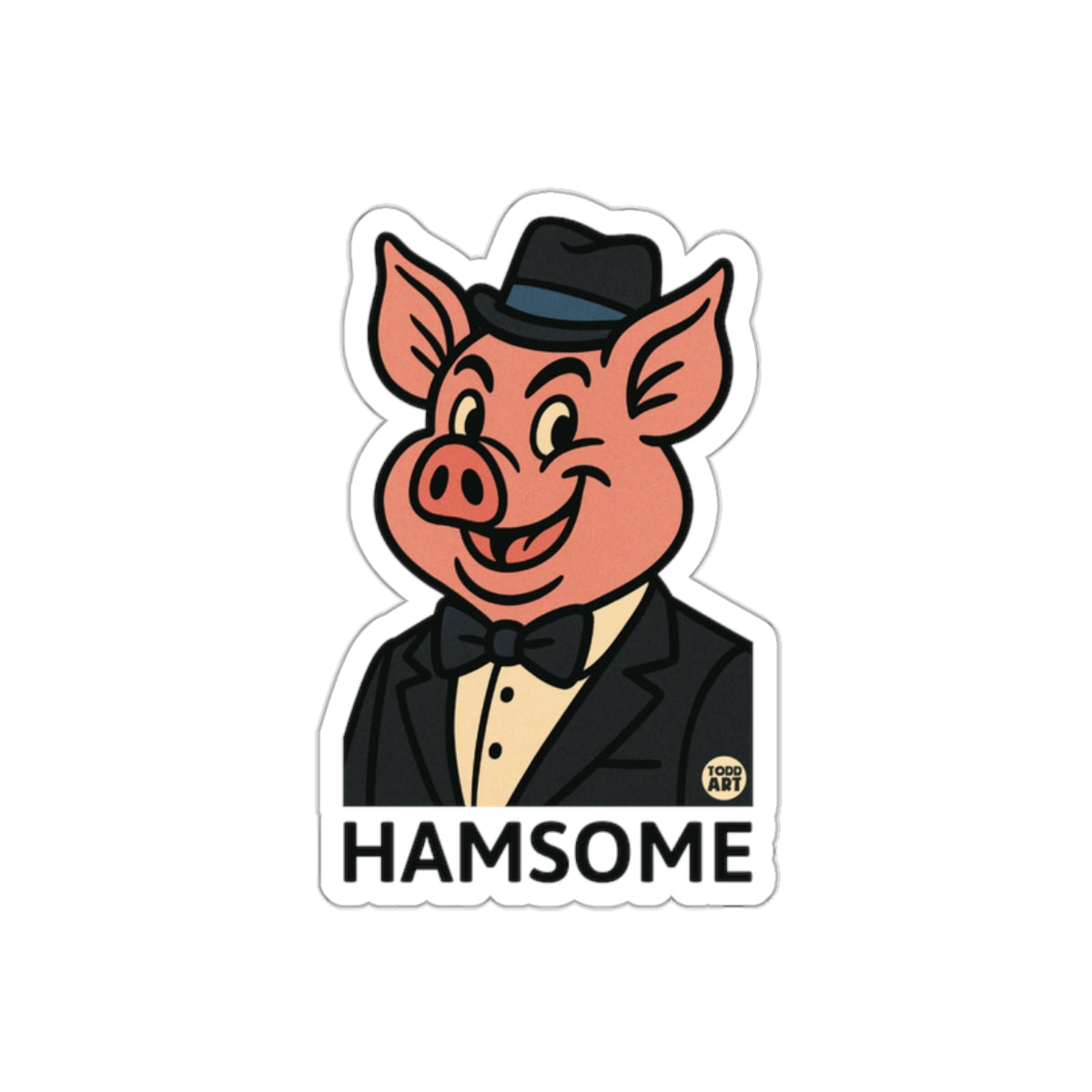 Hamsome Pig In Suit and Hat Original Cartoon sticker