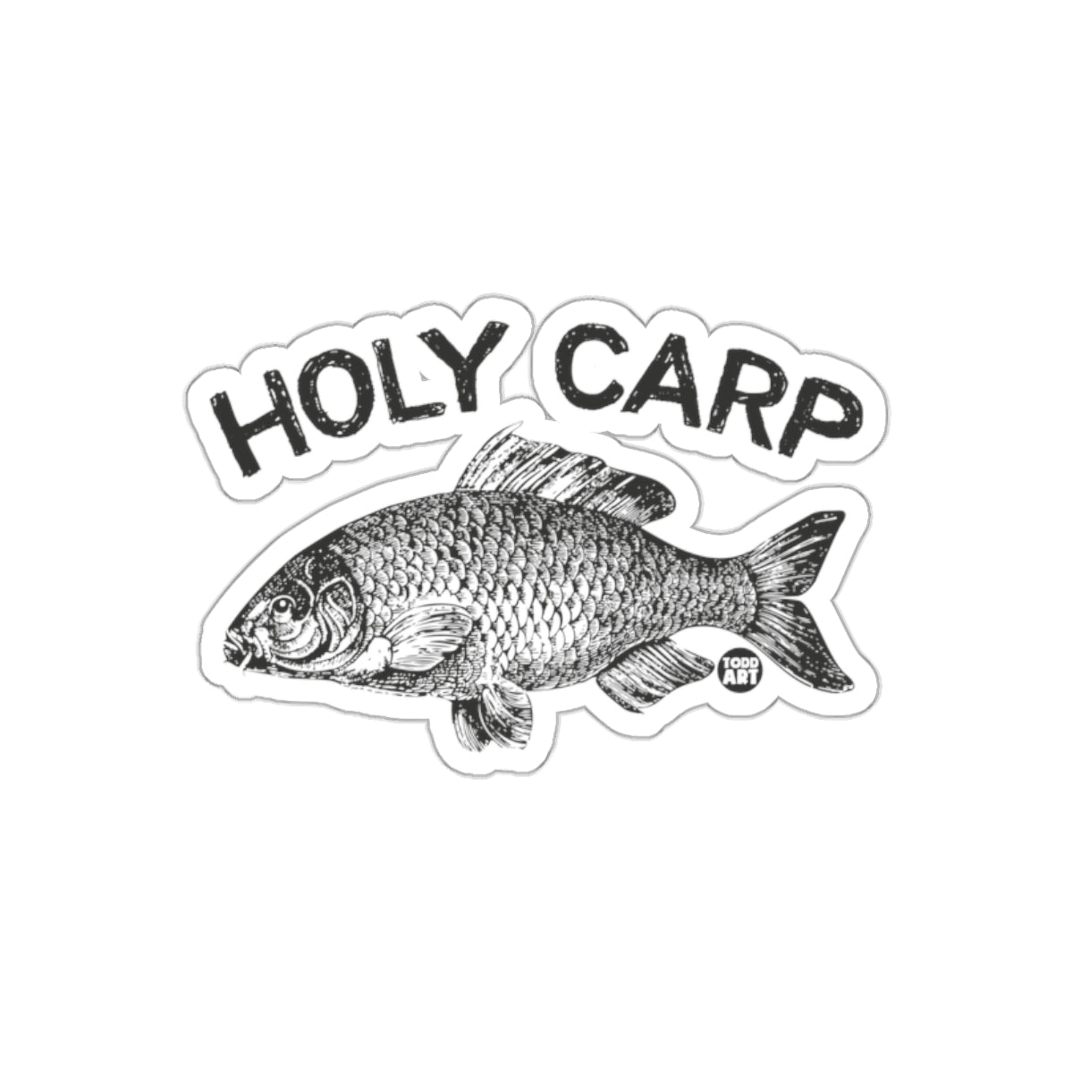 Holy Carp Fish Illustration Humorous Sticker Decal