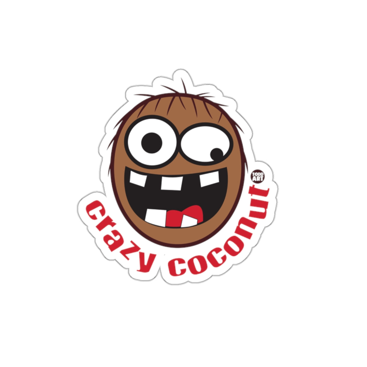 Crazy Coconut Fun Cartoon Sticker for All Ages