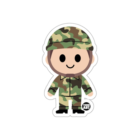 Camo Clad Cartoon Soldier Sticker Art by Todd Art