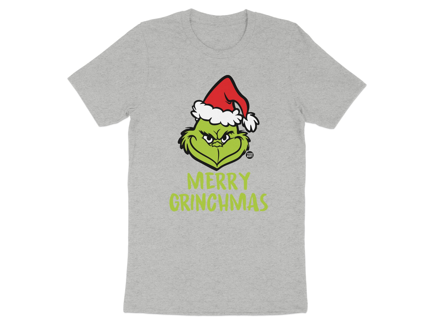 Merry Grinchmas Santa Hat Grey T-shirt