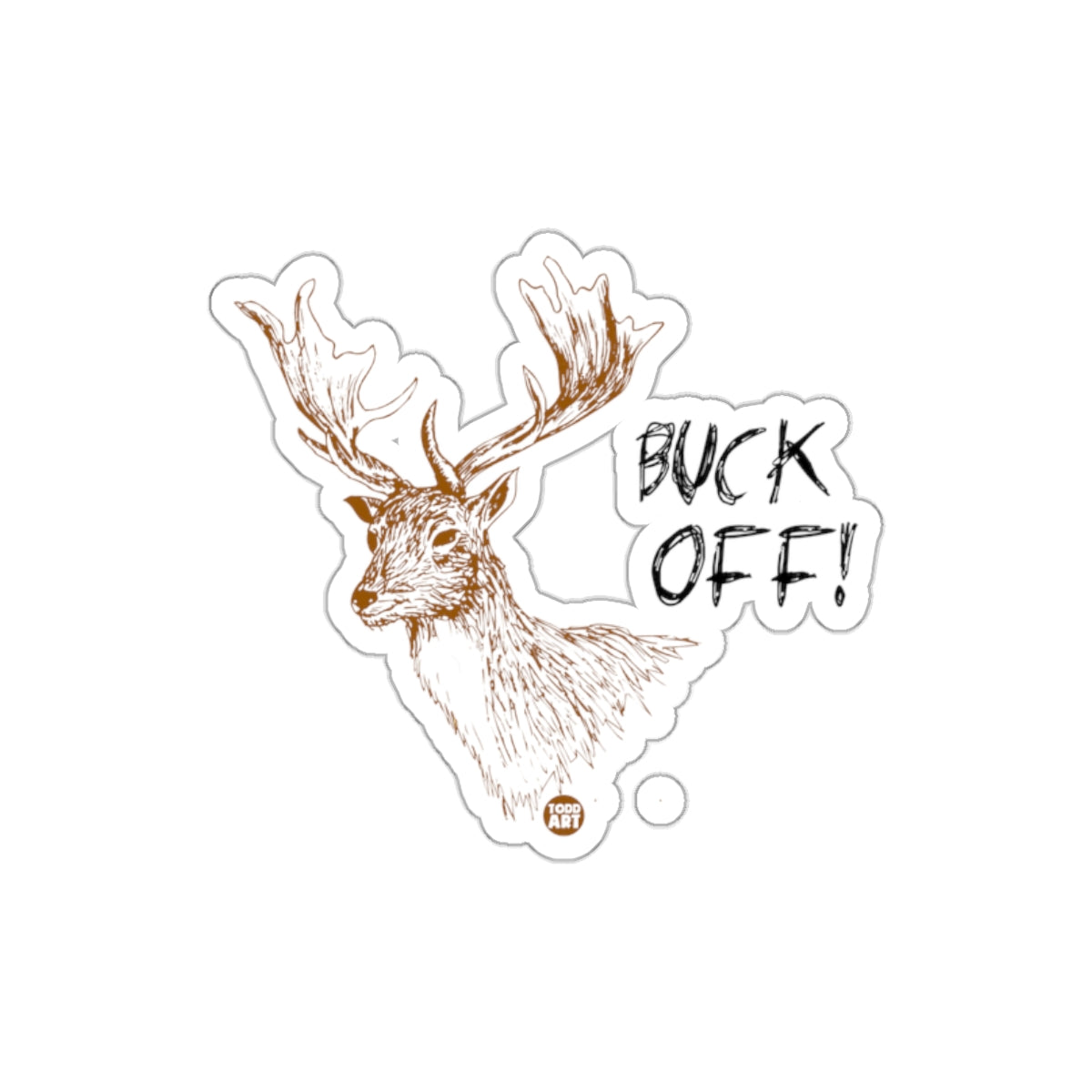 Buck Off Antlered Deer Graphic Design Sticker