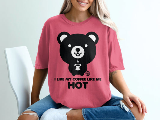 Cute Bear I Like My Coffee Like Me Hot T-shirt