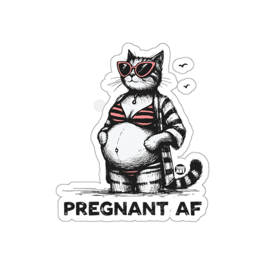 Pregnant AF Cat with Sunglasses Humorous Sticker
