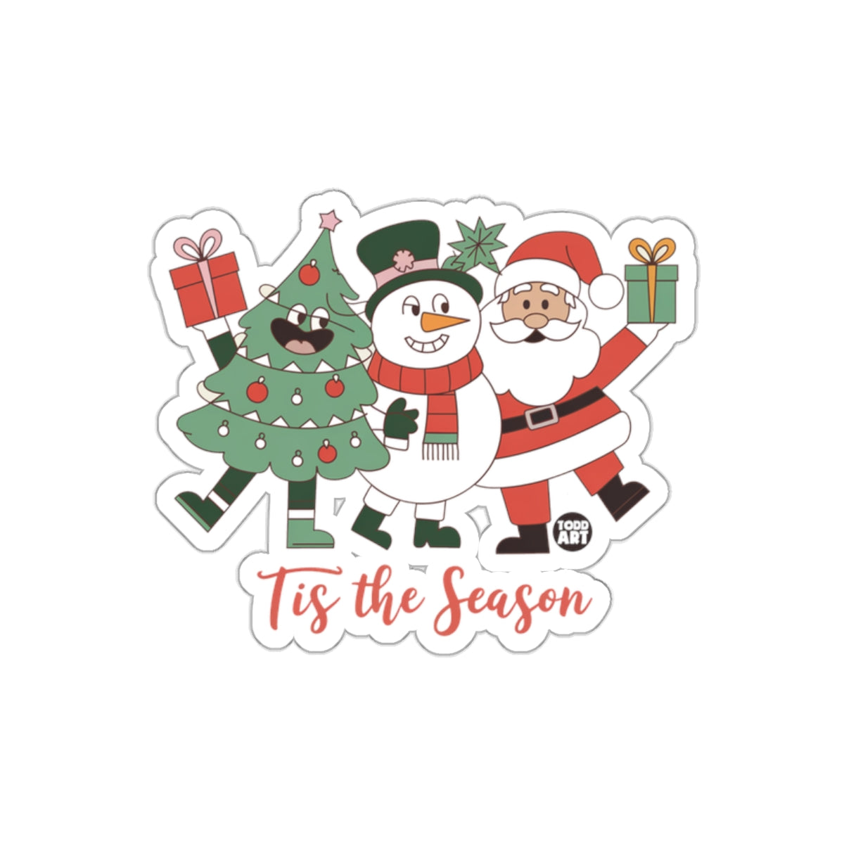 Festive Trio with Snowman and Santa Sticker