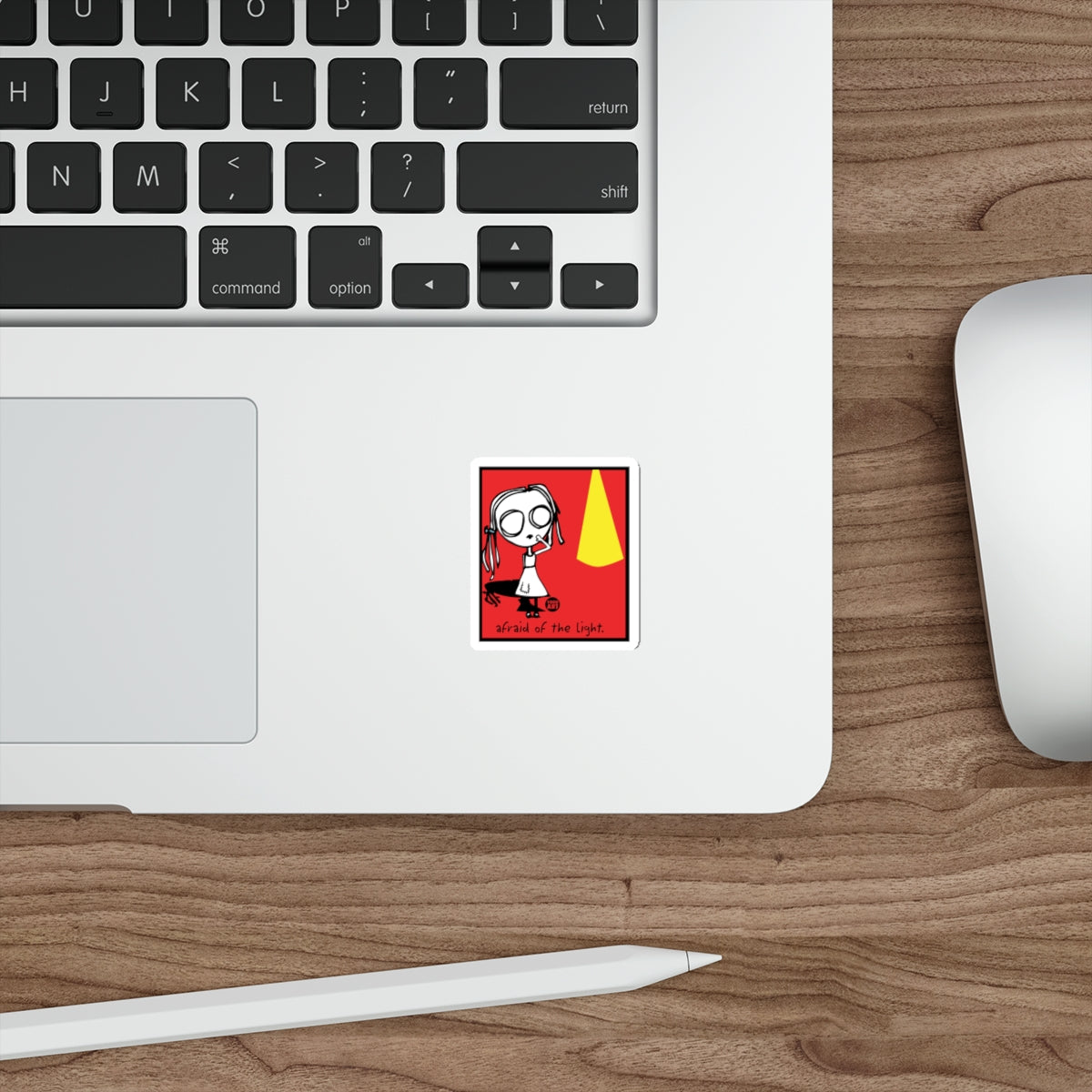 Afraid of the Light Sticker with Cute Cartoon Design