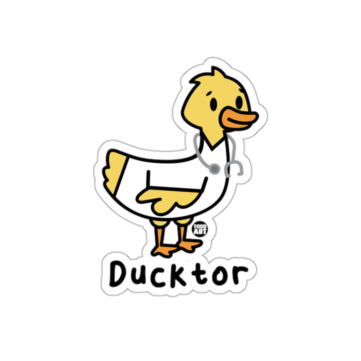 Cute Cartoon Ducktor Sticker Fun Design