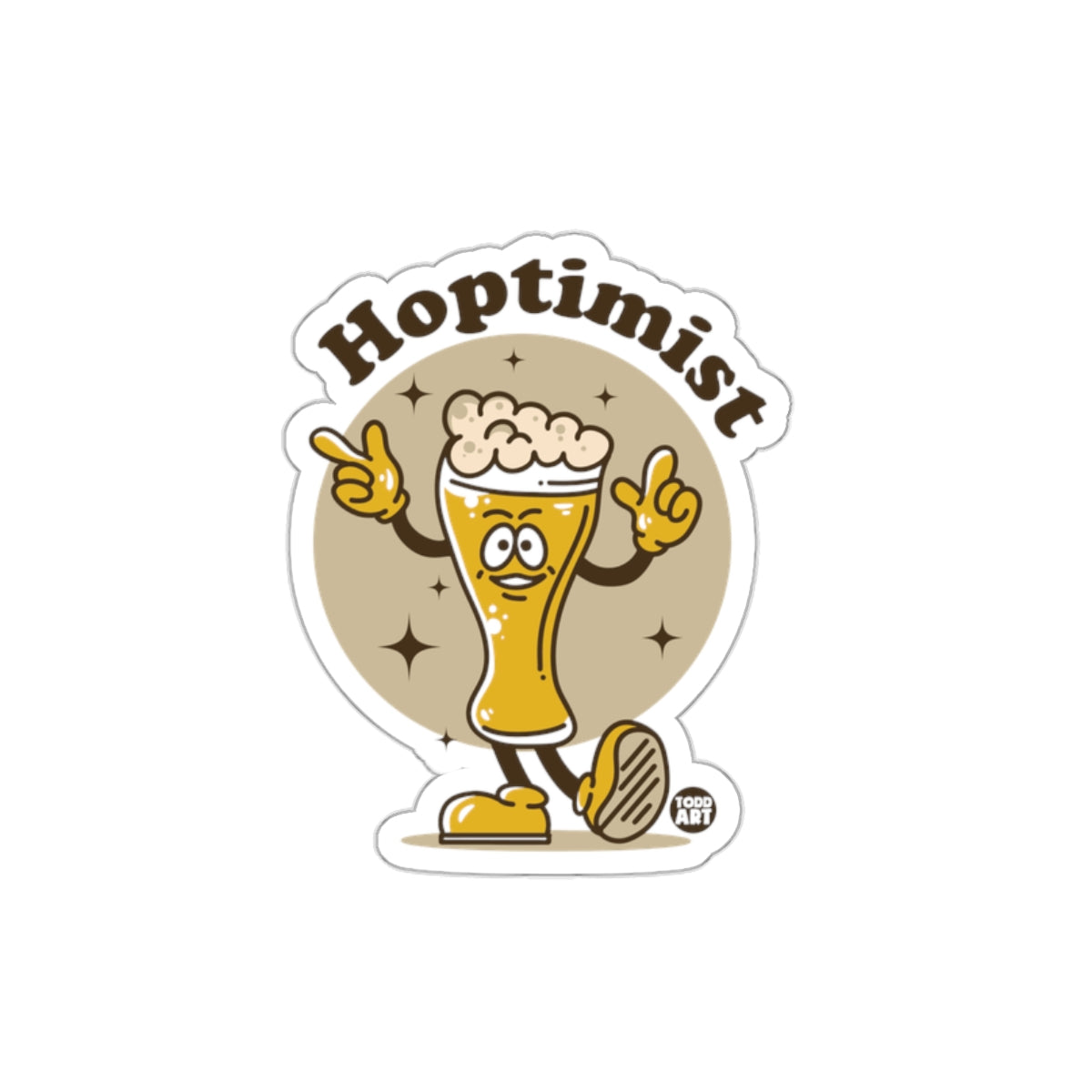 Hoptimist Funny Beer Character Die-Cut Sticker