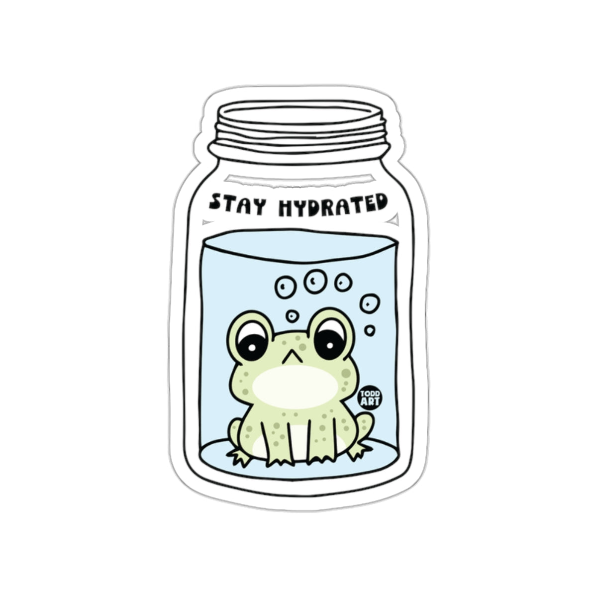 Stay Hydrated Frog in Mason Jar Illustration Sticker