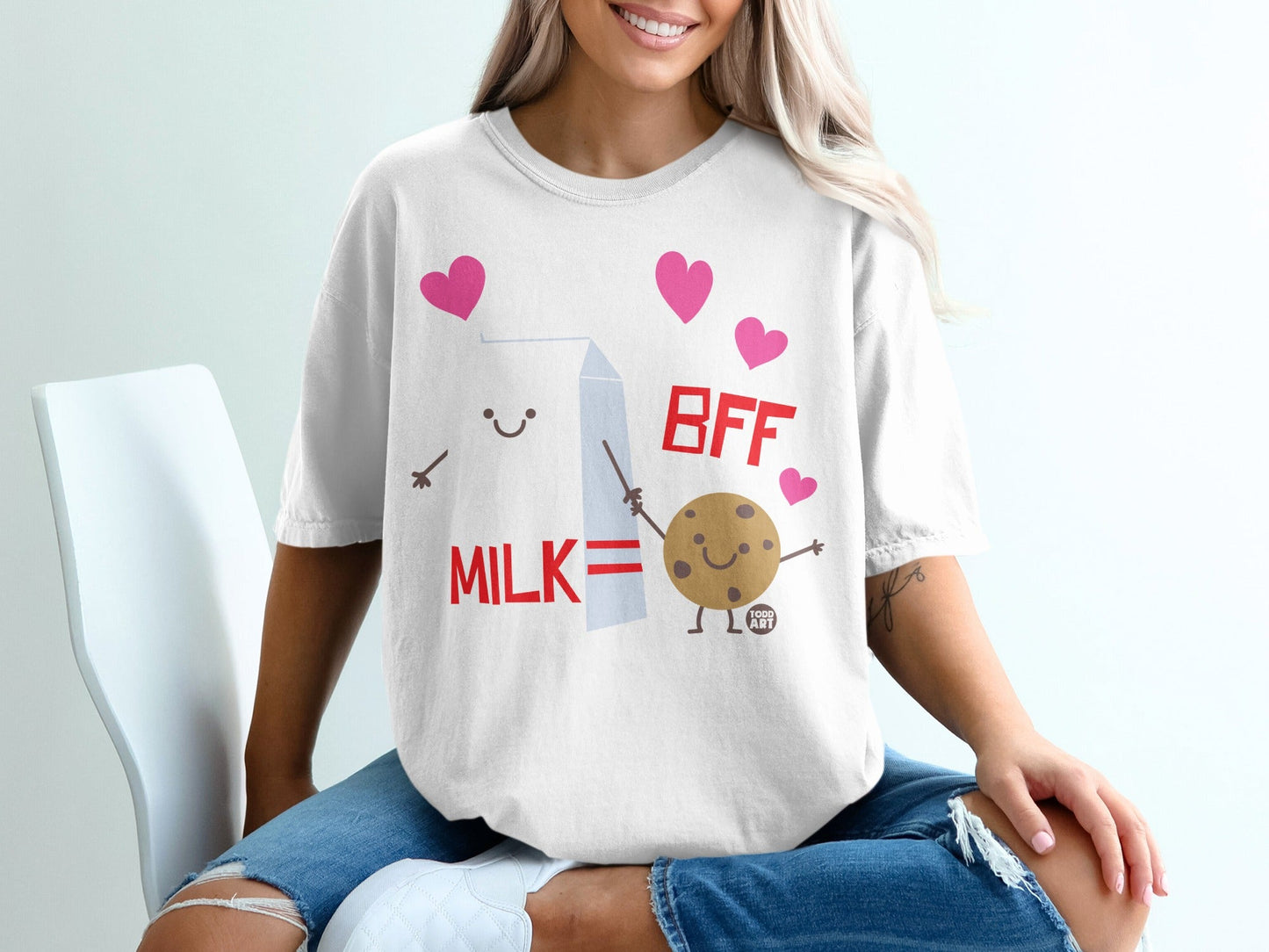 Milk and Cookie BFF Love Cartoon Graphic T-shirt