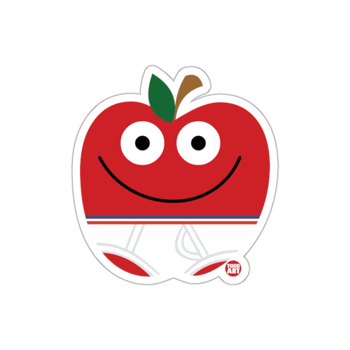 Cute Smiling Red Apple Art Sticker for Kids and Adults