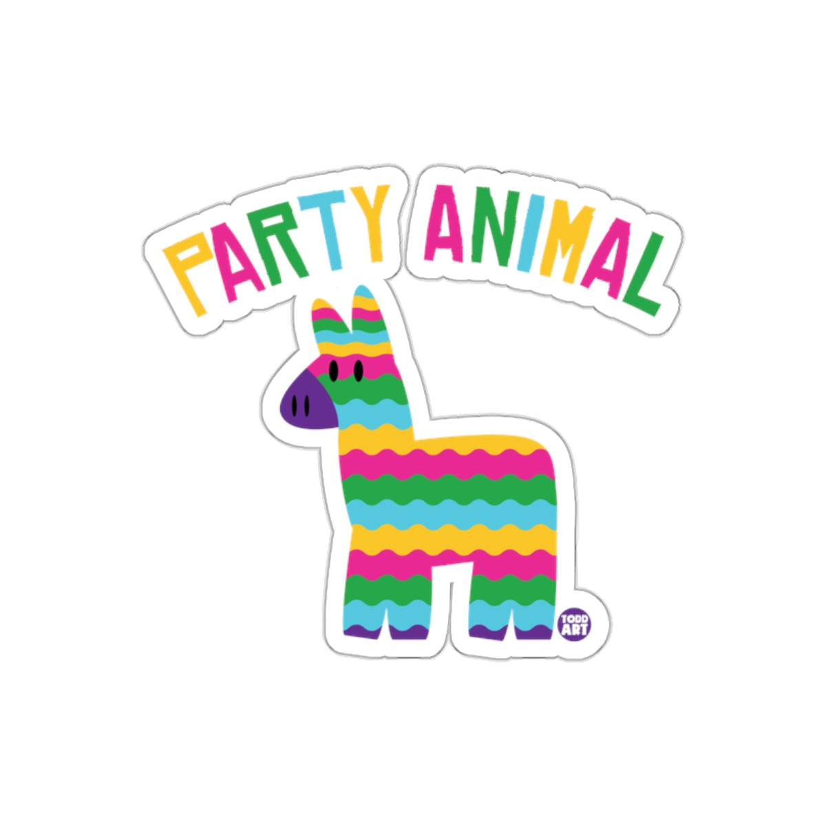 Party Animal Colorful Striped Donkey Sticker