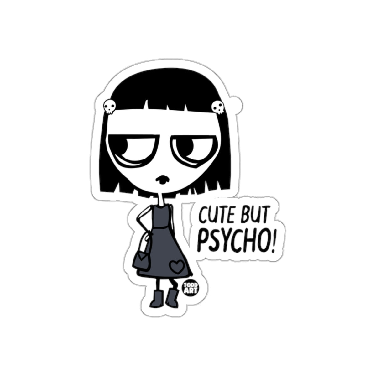 Cute But Psycho Character Sticker for Fun Decor